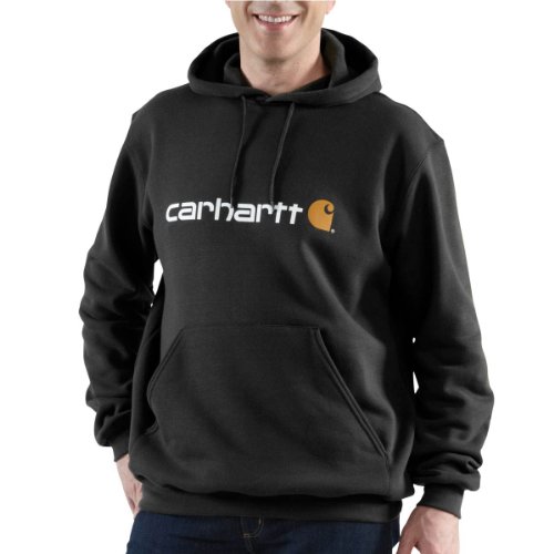 Carhartt Signature Logo Midweight Sweatshirt, Sudadera para Hombre, Negro, XL