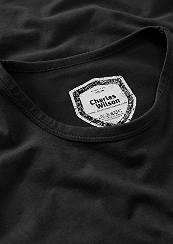 Charles Wilson Paquete 4 Camisetas Elásticas Elastano Cuello Redondo (X-Large, Negro 61)