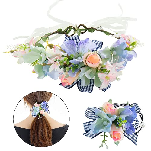 Comius Sharp Mujer Niñas Corona Floral Ajustable Tocado de Flor para Apoyos de La Foto de Fiesta de Boda (A3)