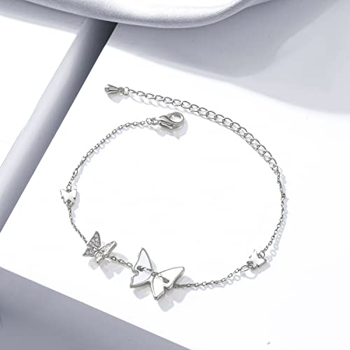 Cosie Lily Pulsera de Plata de Ley 925 Para Mujer con Cristal de Mariposa de Austria, Cumpleaños Regalo de Joyería para Mujeres Niñas Novia