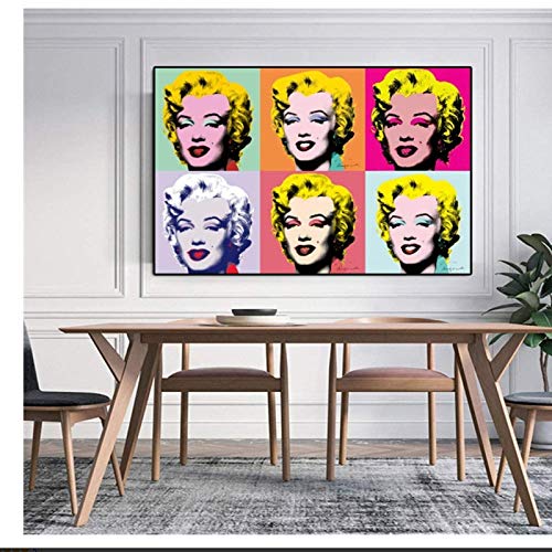 Cuadro de pared de arte en lienzo 60x80cm sin marco Famoso Marilyn Monroe Andy Warhol Cuadros de pared para sala de estar Cuadros Arte pop moderno Decorativo para el hogar