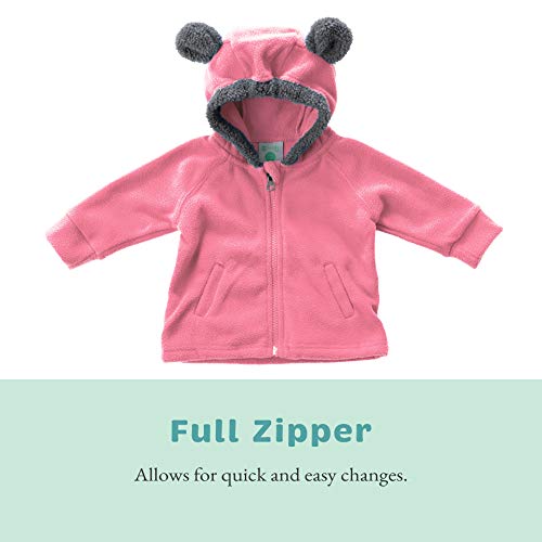 Cuddle Club Chaqueta Polar niño / niña Ropa Bebé y Niño de 0 a 5 años – Abrigo / Disfraz Bebé para Exterior con Cremallera y Capucha – BearFleeceJacketPink6-12m