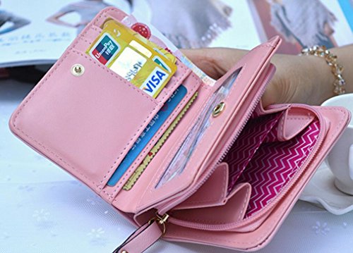 Diyafas Corto Cremallera Billetera Bolsa de Moda Mujer Doble Cartera Cuero Monedero Gato Moneda Caso Tarjetero