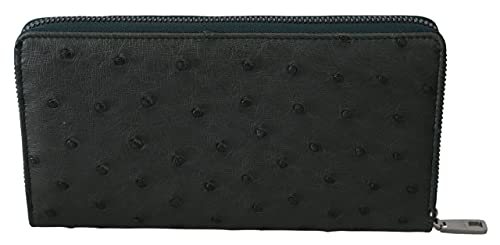 Dolce & Gabbana Cartera de embrague para hombre continental de cuero verde avestruz