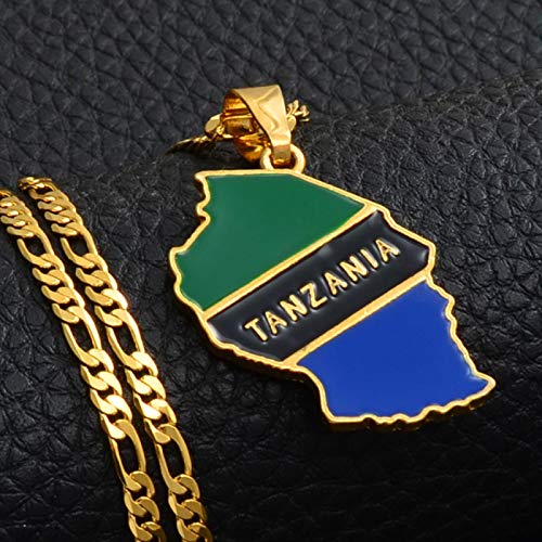 DSHT Collar con colgante de bandera de Tanzania con mapa de país y mujeres tanzania, tarjeta de regalo #135506