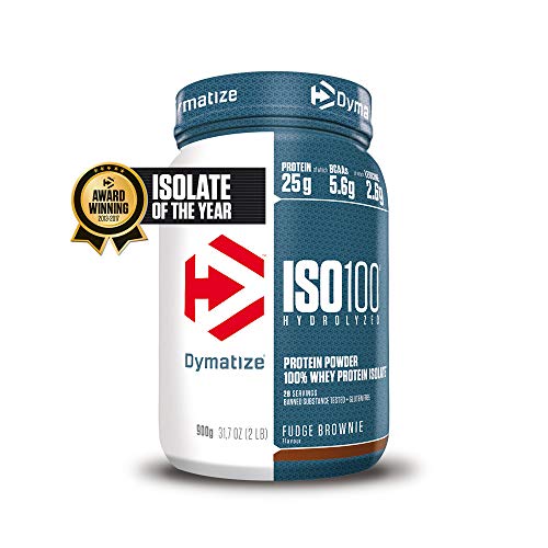 Dymatize ISO 100 Fudge Brownie 900g - Hidrolizado de Proteína de Suero Whey + Aislado en Polvo