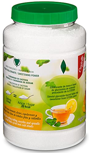 Edulcorante Stevia + Eritritol 1:1 - Granulado - Sustituto del Azúcar 100% natural - Hecho en España - Keto y Paleo - Castello since 1907 (1g = 1g de Azúcar (1:1), Bote 1 kg)