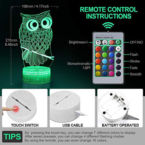 Elfo de Hadas Luz de Noche para Niñas, Luz 3D de 16 Colores Que Cambia con Control Remoto, Iluminación de Decoración de Habitaciones para Niños, Regalos de Vacaciones y Cumpleaños para Niños