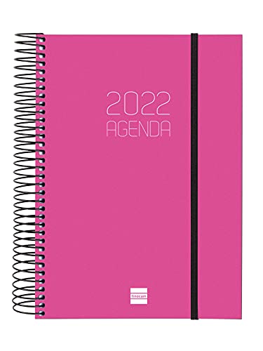 Finocam Espiral Opaque - Agenda Enero 2022 - Diciembre 2022 (12 meses), Sobremesa - E10 - 155x212 mm, Rosa