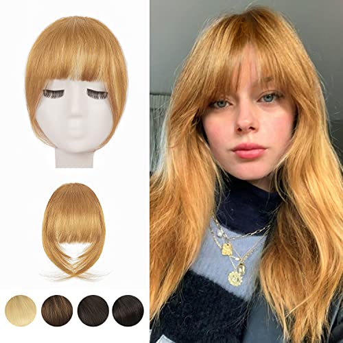 Flequillos Postizos, BARSDAR 100% pelo Natural Humano Flequillo Clip en Flequillo Francés Flequillo fino Limpio con Patillas Clip en Flequillo Cabello Real para Mujeres Color Natural miel rubia