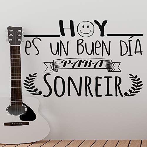 Frase Vinilo"Hoy es un buen día para sonreír" Vinilos decorativos vinilo frases motivadoras para pared. Vinilo para decorar habitaciones. Vinilos decorativos frases .Vinilos pared DC-16121 (30x20cm)