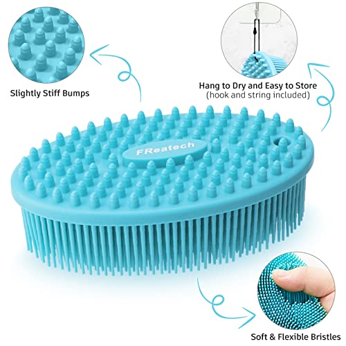 FReatech Cepillo Corporal con Peine Silicona de 2 Caras Para Baño y Ducha, Limpieza Eficaz y Masaje Fino, Exfoliación, Elimina Celulitis, Estimular Células, Higiénico y Duradero Que Lufa