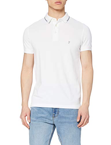 French Connection Summer Black Tipping Polo Camisa, Blanco (White/Marine 10), XXL para Hombre