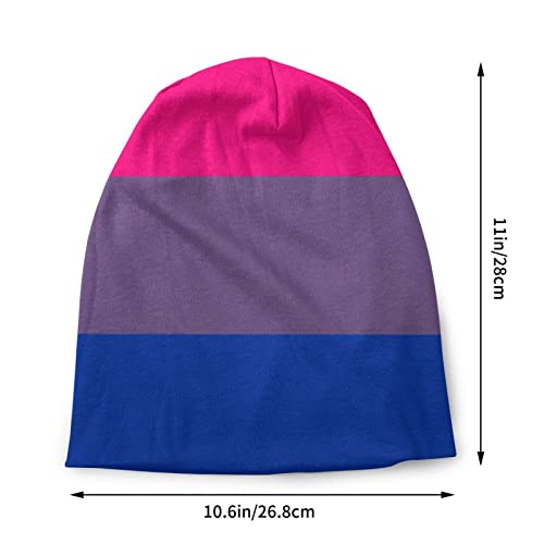 Funny Club Gorro para hombre y mujer, con bandera Bi Pride de Invierno, con forro cálido térmico y grueso, gorro de calavera