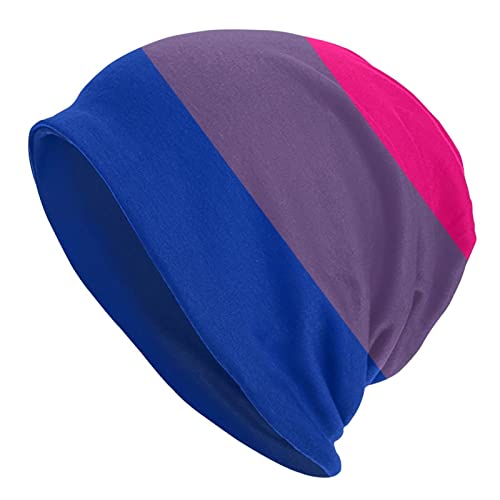 Funny Club Gorro para hombre y mujer, con bandera Bi Pride de Invierno, con forro cálido térmico y grueso, gorro de calavera