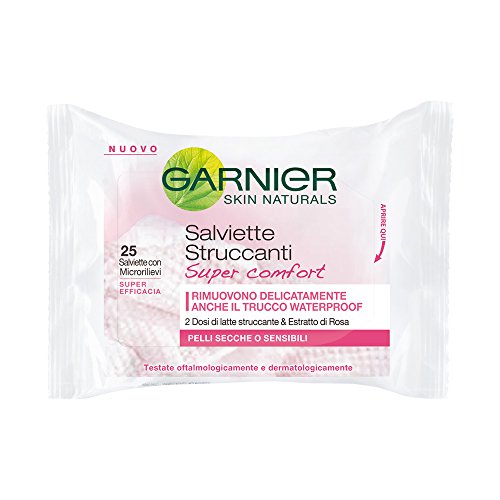 Garnier - Toallitas desmaquillantes Super Comfort para pieles secas o sensibles, 25 unidades