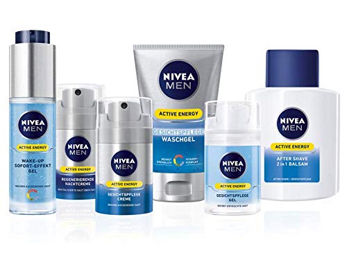 Gel de lavado Nivea Men Active Energy, 1 unidad de 100 ml, gel de limpieza para piel revitalizada, limpieza facial refrescante