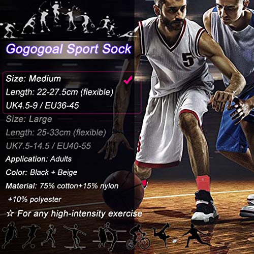 Gogogoal Calcetines deportivos antideslizantes para hombre y mujer, transpirable desodorante Calcetines para fútbol baloncesto running ciclismo trekking yoga Runing (Rojo, M)