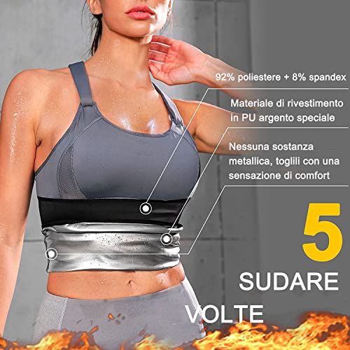 Gotoly Fajas Reductoras Abdomen Mujer para Sudar Entrenador de Cintura de Sudoración Cinturón Reductor Vientre con Efecto Sauna Faja Deportiva para Deporte Fitness (M, Negro)