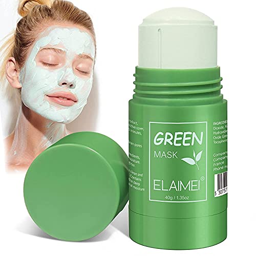 Green Tea Cleansing Mask,Mascarilla limpiadora barra de té verde, mascarilla sólida,mascarilla de arcilla purificante,control aceite hidratante facial,limpieza profunda poros,removedor de espinillas