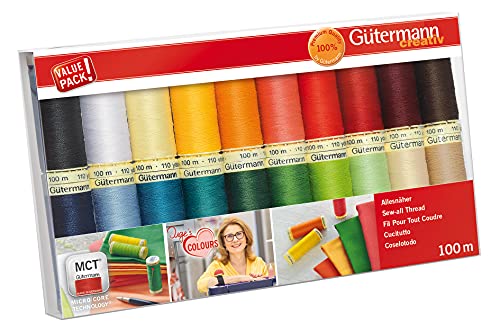 Gutermann 734610-1 Juego de Hilos para Coser (100 m x carretes de 20 Unidades), Brights populares