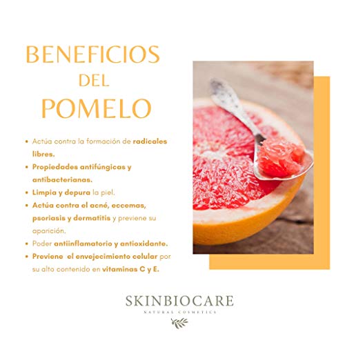 Jabón facial Pomelo y AOVE -Beneficios: anti acné, mejora de soriasis, eccemas y dermatitis de la piel -Elaboración artesanal y ecológica- 100 gramos SkinBioCare