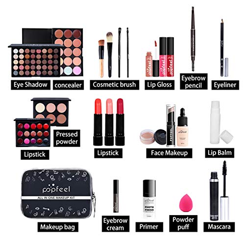 JasCherry 24 Piezas Todo en uno Juego de Maquillaje Completo Set Mujeres Estuche de Maquillaje Paleta Vacaciones Kit - Cosmético de Belleza Juego de Regalos pour Cara y Labio Make-up #1