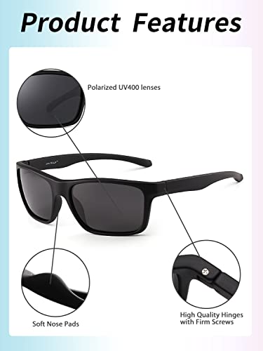 JIM HALO Polarizadas Deportivas Gafas de Sol de Espejo Wrap Alrededor Conducir Pescar Hombre Mujer(Negro/Gris Espejo)