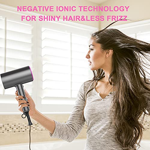 JOBYNA Secador Pelo Profesional, Secadores de Pelo Iónico 1800W, Hair Dryer de Secado Rápido 3 Calor, 2 Velocidades y Botón Cool con Difusor, Concentradora y Bolsa de Almacenamiento para Viaje, Hogar