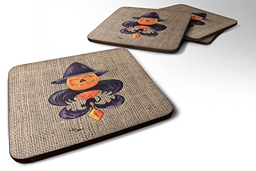 Juego de 4 Halloween calabaza bate Fleur de Lis posavasos de espuma