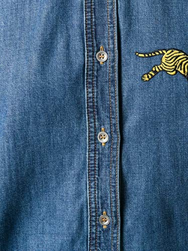 Kenzo Paris Camisa de mujer Jumping Tiger Denim Shirt FR, azul, 36