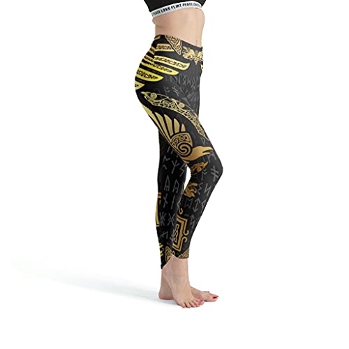 kikomia Pantalones de yoga vikingos Odin con cuervos nudos Fathurk Yoga Leggings para mujer Premium Ultra Soft Pantalones de entrenamiento white2 S