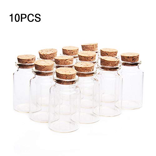 knowing 10pcs 30 mm x 60 mm Vacías Muestras Botella de Cristal, 25ml Mini Tarros de Cristal Botellas Frascos con Tapones de Corcho, para Bodas, Joyería, Regalos para Invitados (Transparente)