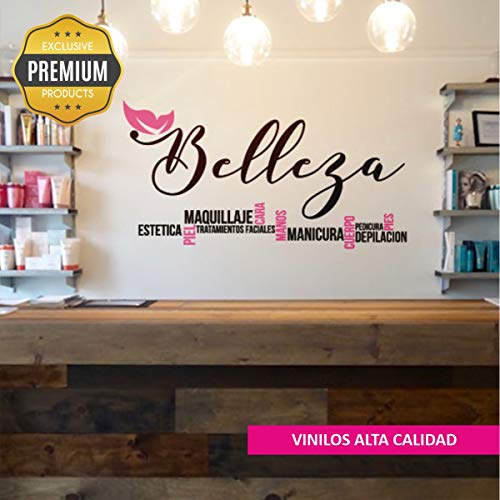 La Tienda de las Pegatinas® Vinilo Estética Secretos de Belleza, Peluquera, Esteticien, Sticker, Pegatina de pared, Decoración Peluquería. (Pequeño 80 x 42 cm, Negro - Magenta)