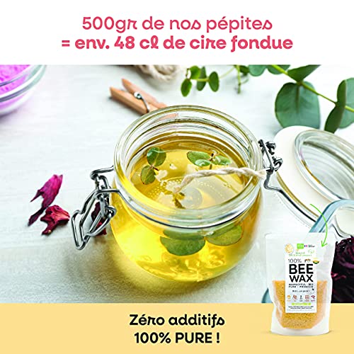 Labelnorme - Cera de Abejas Orgánica Pepitas Amarillas 1000g - Calidad Pura Y Natural Para Velas Jabones Depilación Cosméticos Cremas De Cuero Y Bálsamos Labiales - Fabricación Superior De Gránulos