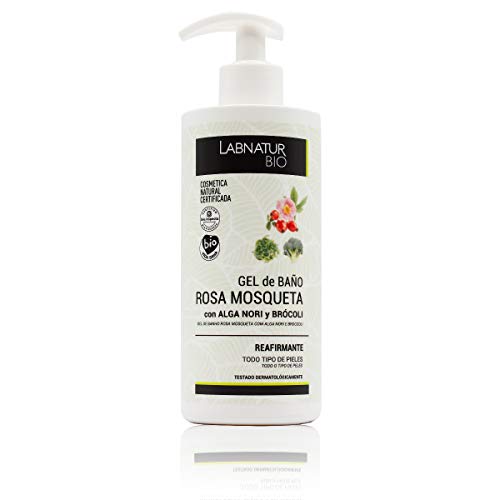 LABNATUR BIO GEL DE BAÑO ROSA MOSQUETA, ALGAS Y BROCOLI 450ml. Piel Sensible, Vegano y No Testado en Animales, sin Parabenos ni SLS