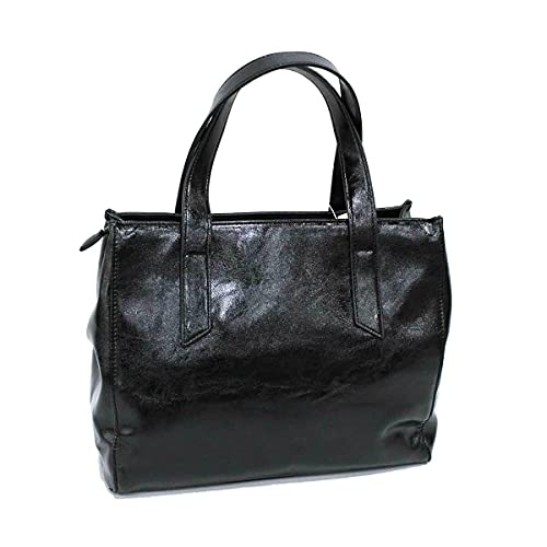 Laura Biagiotti Bolso de mujer con 2 asas de hombro para la compra, rectangular, piel sintética Negro Size: 26 X 32 X 14