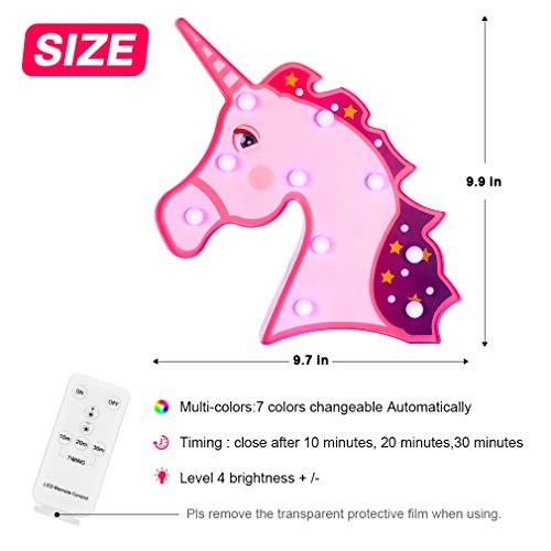 Led Unicorn Light Luces nocturnas Control remoto Marquesina Lámparas de muestra Bombillas con pilas Decoración de la pared Regalos para la sala de estar Hogar Dormitorio Fiesta de como (unicornio)