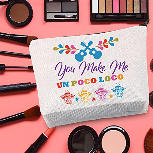 LEVLO Coco Miguel - Bolsa de maquillaje para cosméticos con cremallera, ideal para mujeres y niñas, Un Poco Loco,