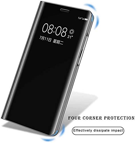 LINER Funda para Samsung Galaxy A52S 5G / A52 / A52 5G Estuche, Espejo Carcasa Ultra Slim Ligero Flip Libro Funda Standing Cover Mirror PC + PU Protectora Bumper Soporte Plegable Case - Azul