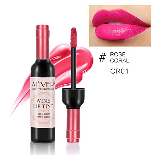 Lip Gloss Set, Maquillaje de Tinte de Labios de Vino para Manchas de Labios, juego de Brillo de Labios Mate Hidratante e Impermeable para Maquillaje de Mujer, 6 Colores