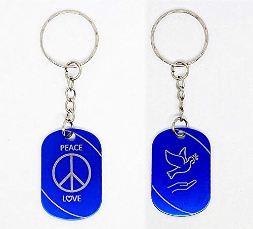 Llavero de aluminio con grabado de Peace and Love-