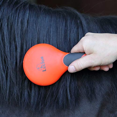 Lucfor Mane Brush - Cepillo de cola para caballos, mango de gel, color naranja, pelo liso gracias al accesorio importante para caballos, el accesorio de limpieza para caballos y niños