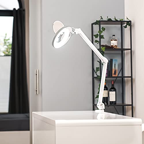 Lumeno Lámpara Lupa, lámpara de Trabajo, lámpara cosmética con 96 Leds 721XGR para Salones de cosmética Ayuda de Lectura, Lupa de Lente, en Gris 3