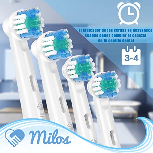 ﻿﻿Milos Recambios Cepillos Oral B - Cabezales de Repuesto para Cepillo de Dientes Eléctrico, Pack de 16 - Limpieza Profunda de los Dientes de los Niños