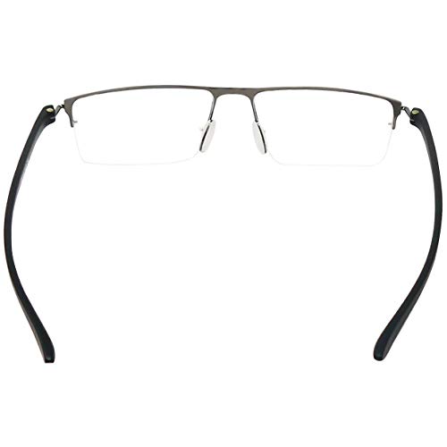 Mini Brille Gafas de Lectura con Cristales Rectangulares, Media Montura de Acero Inoxidable (Grafito), Funda GRATIS, Gafas Para Leer Hombre y Mujer +3.0 Dioptrías