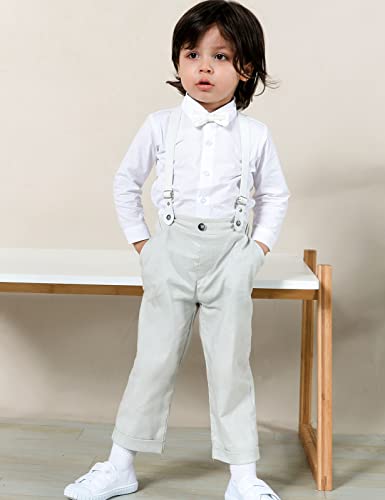 mintgreen Trajes para Niños de Boda, Bebé Bautizo Formal Smoking Manga Larga Ropa, Gris Blanco, 12-18 Meses