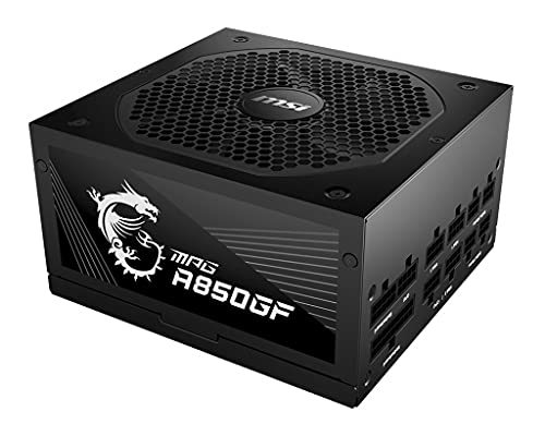 MSI MPG A850GF - Fuente de alimentación gaming (compatible con NVIDIA GeForce RTX Serie 30, Certificado 80 Plus Gold 850 W, alimentación continua con ventilador de 140 mm FDB, ATX)