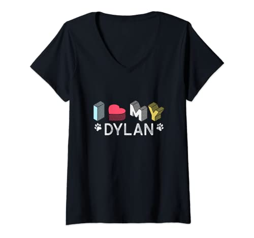 Mujer Dylan Nombre de perro personalizado Dylan Pet Lover Camiseta Cuello V