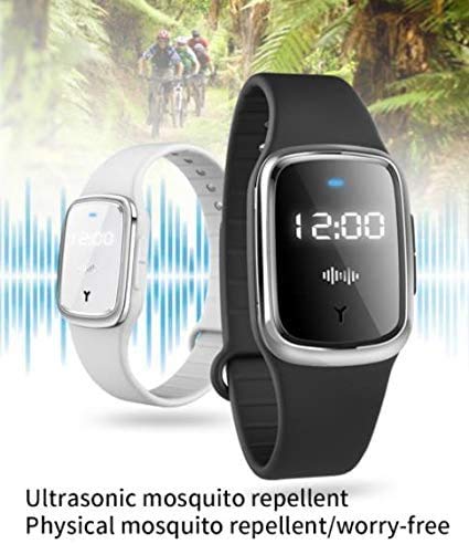 MZFANG Ultrasonido Repelentes de Mosquitos Pulsera Repelente de Mosquitos Electrónico Antimosquitos Bandas Repelentes de Insectos Plagas con Reloj Impermeable Apto Adultos niños (Blanco)